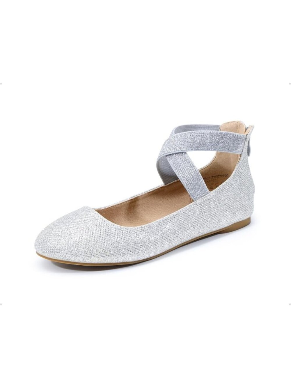 Dream Pairs Women Silver Glitter Comfortable Elegant Flexible Ankle Straps Flats